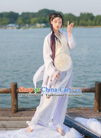 Traditional Chinese Ancient Fairy Bai Suzhen Hanfu Clothing Song Dynasty Palace Lady Embroidered Costume for Women