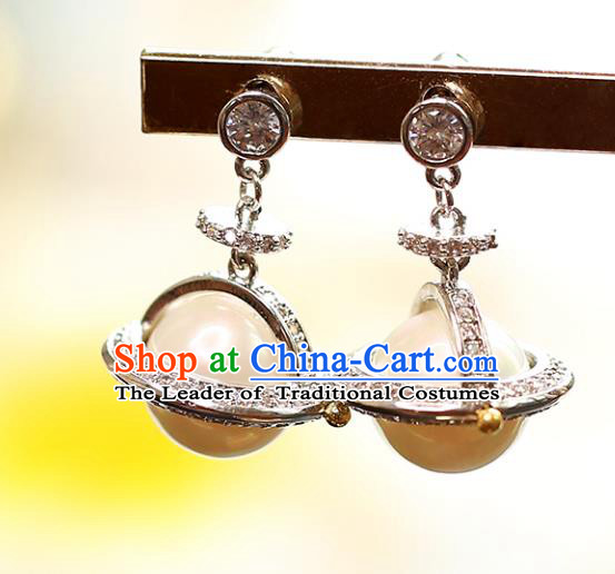 Chinese Traditional Bride Jewelry Accessories Pink Pearl Earrings Wedding Eardrop for Women