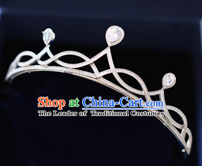 Chinese Traditional Wedding Hair Accessories Baroque Zircon Hair Clasp Bride Crystal Royal Crown for Women