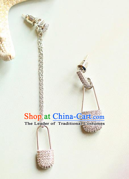 Chinese Traditional Bride Jewelry Accessories Crystal Lock Earrings Wedding Eardrop for Women