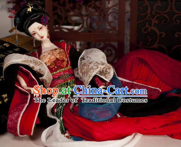 Chinese Traditional Silk Figurine Doll Hair Accessories Hairpins Ancient Tang Dynasty Imperial Concubine Headwear