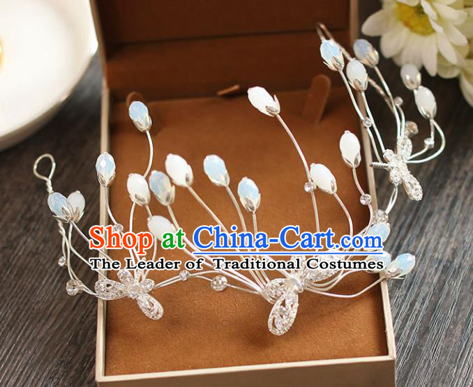 Chinese Traditional Wedding Hair Accessories Baroque Hair Clasp Bride Opal Royal Crown for Women