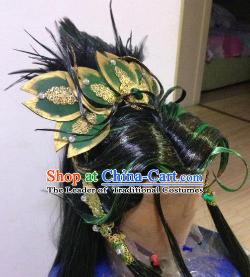 Chinese Traditional Ancient Royal Highness Hair Accessories Handmade Tuinga Feather Hairdo Crown for Men