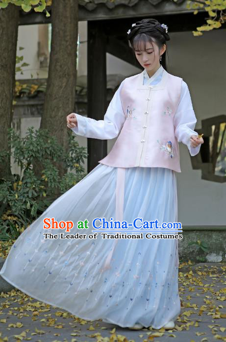Traditional Chinese Ancient Princess Hanfu Clothing, China Ming Dynasty Palace Lady Embroidered Costume for Women