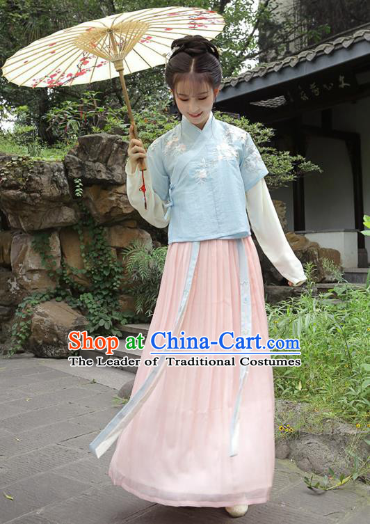 Traditional Chinese Ming Dynasty Palace Lady Princess Hanfu Embroidered Costume for Women