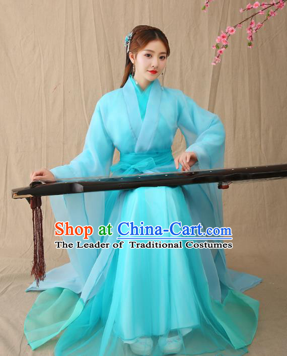 Traditional Chinese Han Dynasty Palace Lady Hanfu Costume, China Ancient Princess Embroidered Clothing for Women