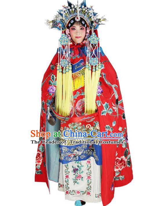 Chinese Beijing Opera Imperial Empress Costume Embroidered Cloak, China Peking Opera Actress Embroidery Cape Clothing