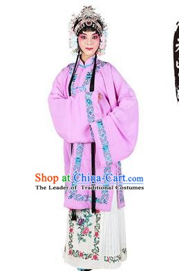 Chinese Beijing Opera Actress Costume Embroidered Purple Cape, Traditional China Peking Opera Nobility Lady Embroidery Clothing