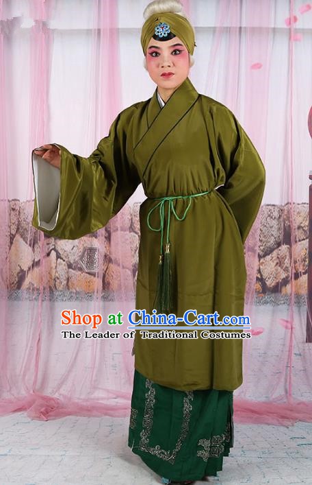 Chinese Beijing Opera Old Women Costume Deep Green Cape, Traditional China Peking Opera Pantaloon Clothing