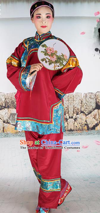 Chinese Beijing Opera Pantaloon Embroidered Red Costume, China Peking Opera Landlord Shiva Embroidery Clothing