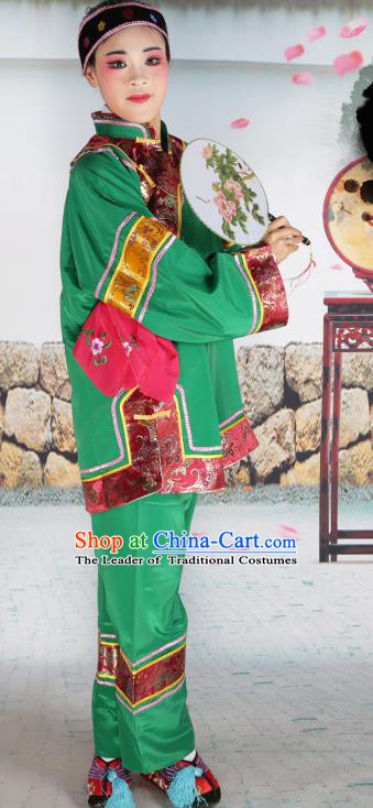 Chinese Beijing Opera Pantaloon Embroidered Green Costume, China Peking Opera Landlord Shiva Embroidery Clothing