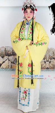 Chinese Beijing Opera Actress Nobility Lady Embroidered Yellow Costume, China Peking Opera Diva Embroidery Clothing