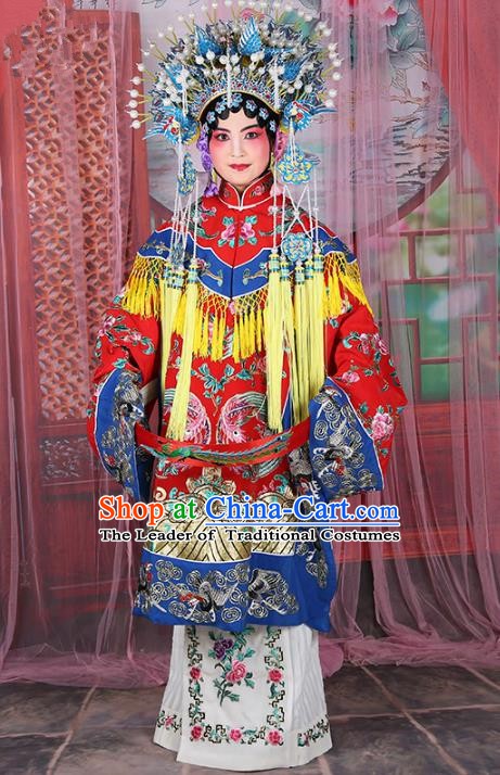 Chinese Beijing Opera Actress Imperial Concubine Embroidered Robe Costume, China Peking Opera Diva Clothing and Phoenix Coronet