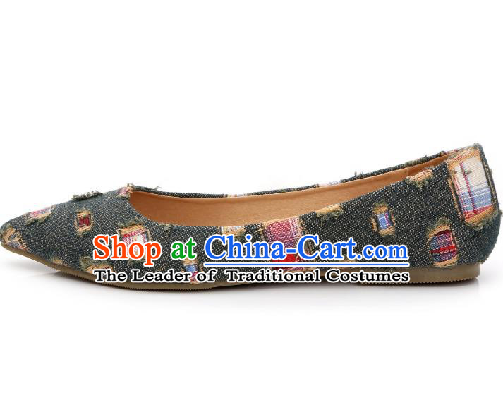 Traditional Chinese National Bride Army Green Canvas Shoes, China Handmade Embroidery Hanfu Shoes for Women