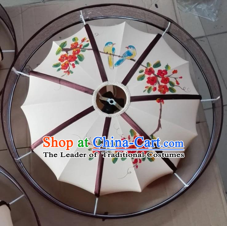 Traditional Chinese Handmade Painting Red Flowers Birds Palace Lantern China Ceiling Palace Lamp