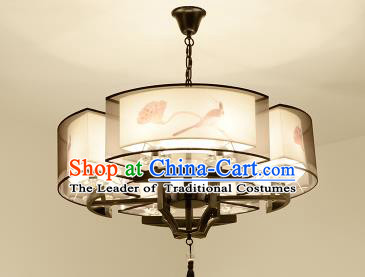 Traditional Chinese Handmade Sheepskin Printing Lotus Palace Lantern China Ceiling Palace Lamp