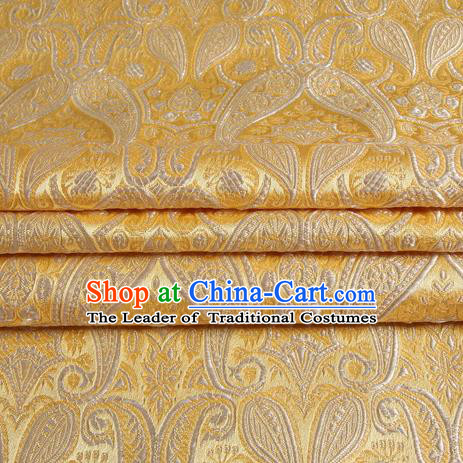 Chinese Royal Palace Traditional Costume Light Golden Satin Brocade Fabric, Chinese Ancient Clothing Drapery Hanfu Cheongsam Material