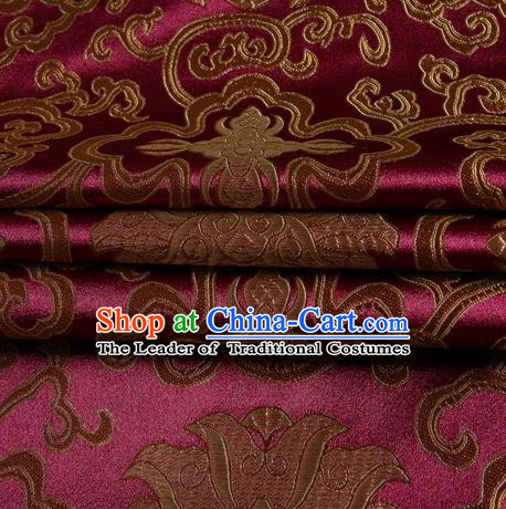 Chinese Royal Palace Traditional Costume Rich Pattern Amaranth Satin Brocade Fabric, Chinese Ancient Clothing Drapery Hanfu Cheongsam Material
