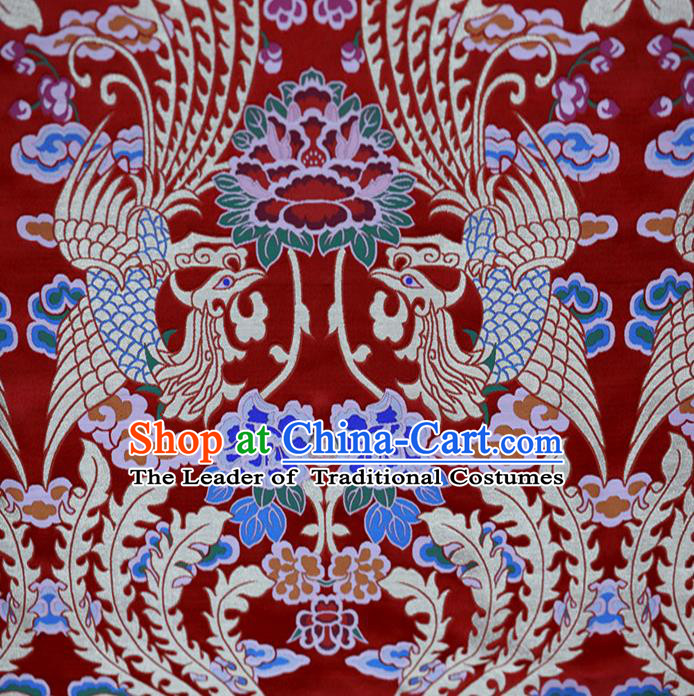 Chinese Traditional Costume Royal Palace Phoenix Pattern Satin Nanjing Brocade Fabric, Chinese Ancient Clothing Drapery Hanfu Cheongsam Material