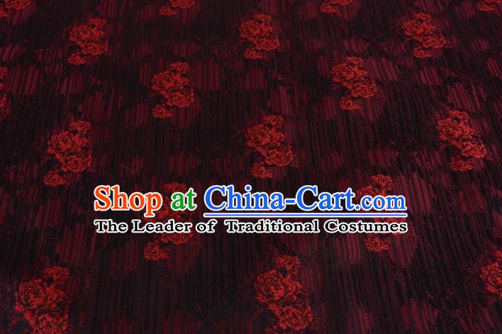 Chinese Traditional Costume Royal Palace Rose Pattern Red Brocade Fabric, Chinese Ancient Clothing Drapery Hanfu Cheongsam Material