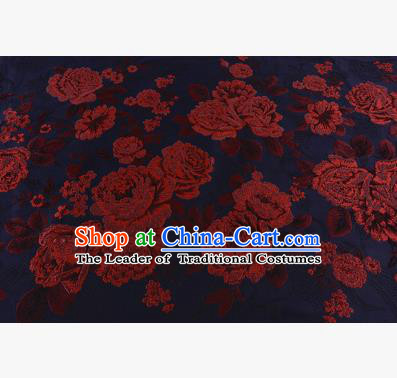 Chinese Traditional Costume Royal Palace Jacquard Weave Red Peony Brocade Fabric, Chinese Ancient Clothing Drapery Hanfu Cheongsam Material