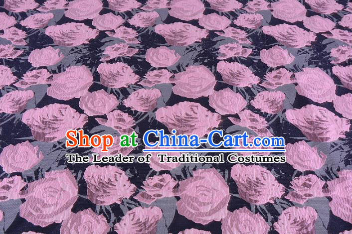 Chinese Traditional Costume Royal Palace Jacquard Weave Pink Rose Fabric, Chinese Ancient Clothing Drapery Hanfu Cheongsam Material