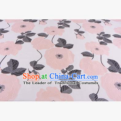 Chinese Traditional Costume Royal Palace Pink Flowers Pattern Fabric, Chinese Ancient Clothing Drapery Hanfu Cheongsam Material