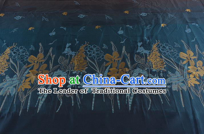 Chinese Traditional Costume Royal Palace Printing Atrovirens Brocade Fabric, Chinese Ancient Clothing Drapery Hanfu Cheongsam Material