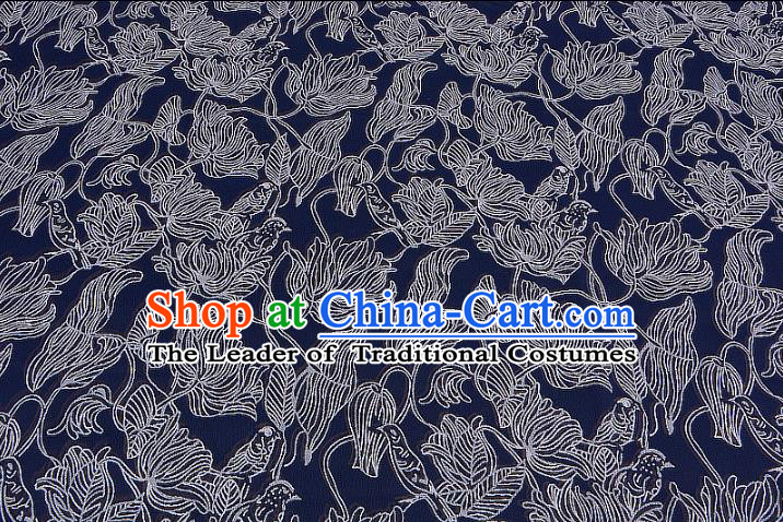 Chinese Traditional Costume Royal Palace Blue Brocade Fabric, Chinese Ancient Clothing Drapery Hanfu Cheongsam Material