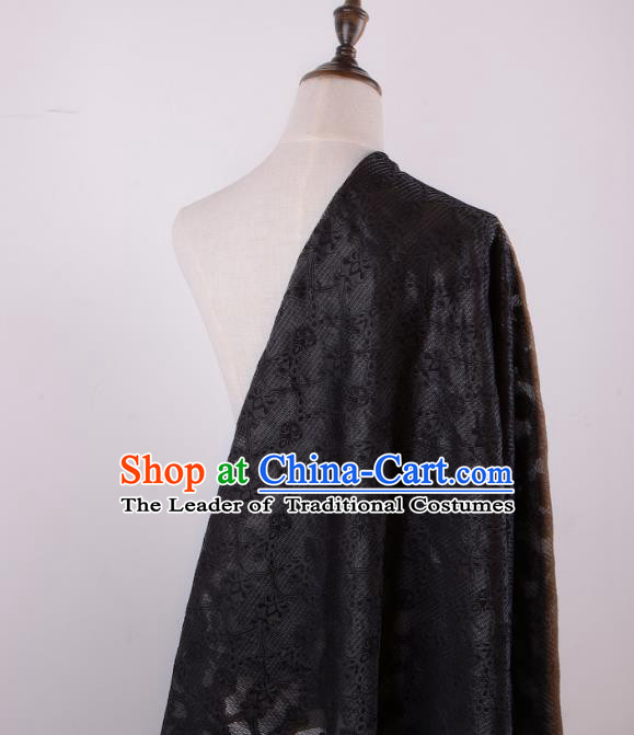 Chinese Traditional Costume Royal Palace Pattern Black Brocade Fabric, Chinese Ancient Clothing Drapery Hanfu Cheongsam Material