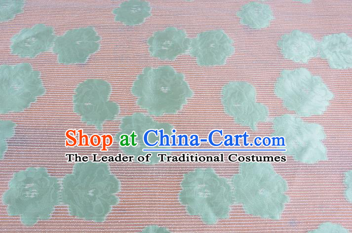 Chinese Traditional Costume Royal Palace Green Flowers Pattern Brocade Fabric, Chinese Ancient Clothing Drapery Hanfu Cheongsam Material