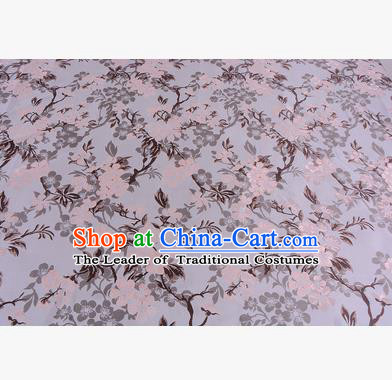 Chinese Traditional Costume Royal Palace Wintersweet Pattern Pink Brocade Fabric, Chinese Ancient Clothing Drapery Hanfu Cheongsam Material