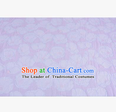 Chinese Traditional Costume Royal Palace Flowers Lilac Satin Brocade Fabric, Chinese Ancient Clothing Drapery Hanfu Cheongsam Material