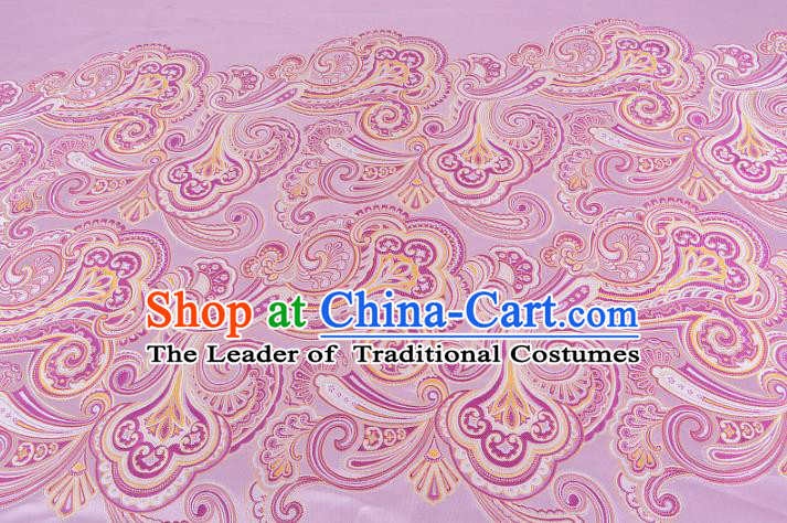 Chinese Traditional Costume Royal Palace Printing Pink Satin Brocade Fabric, Chinese Ancient Clothing Drapery Hanfu Cheongsam Material