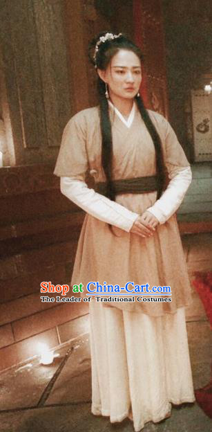 Traditional Chinese Tang Dynasty Young Lady Maidservant Costume for Women
