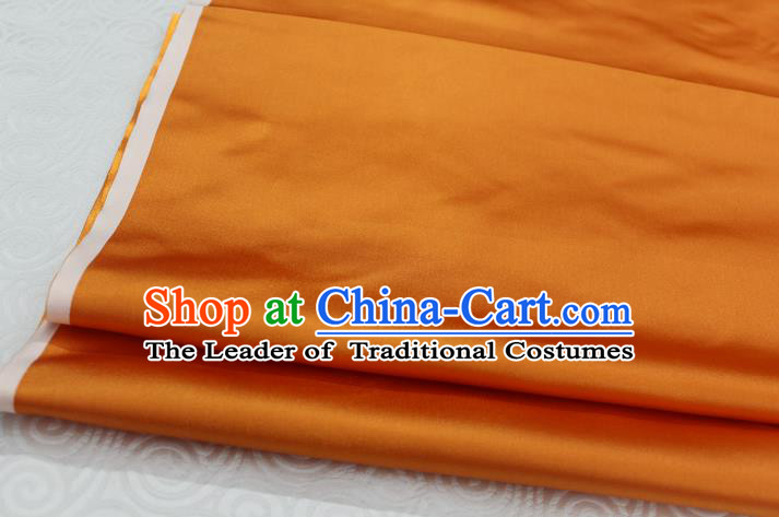 Chinese Traditional Royal Palace Mongolian Robe Orange Satin Brocade Fabric, Chinese Ancient Costume Drapery Hanfu Cheongsam Material