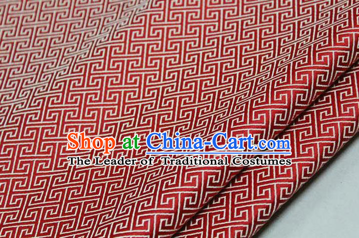 Chinese Traditional Royal Palace Back Pattern Mongolian Robe Red Satin Brocade Fabric, Chinese Ancient Costume Drapery Hanfu Tang Suit Material