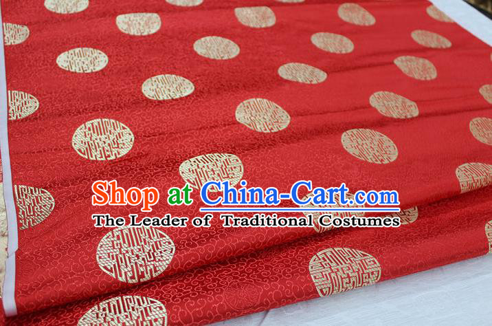 Chinese Traditional Royal Palace Longevity Pattern Mongolian Robe Red Brocade Fabric, Chinese Ancient Costume Drapery Hanfu Tang Suit Material