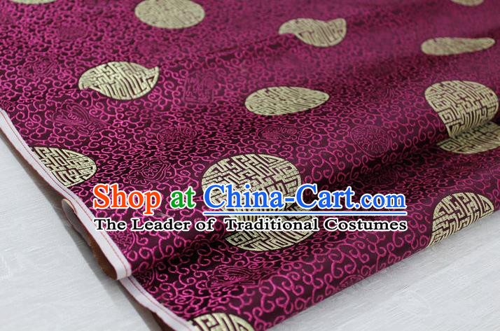 Chinese Traditional Royal Palace Longevity Pattern Mongolian Robe Purple Brocade Fabric, Chinese Ancient Costume Drapery Hanfu Tang Suit Material