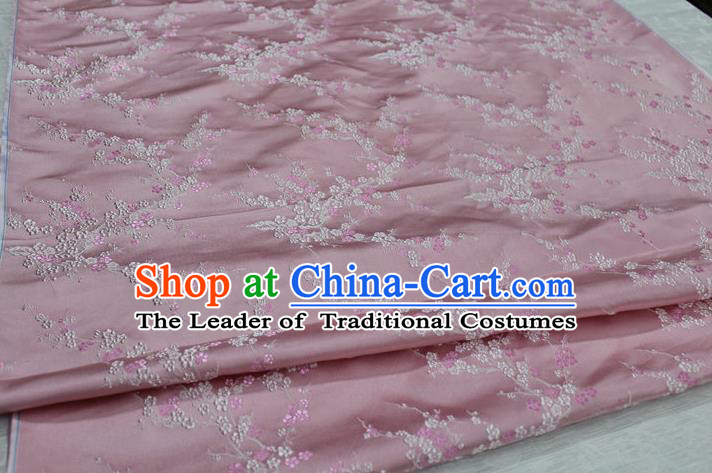 Chinese Traditional Royal Palace Wintersweet Pattern Cheongsam Light Pink Brocade Fabric, Chinese Ancient Emperor Costume Drapery Hanfu Tang Suit Material