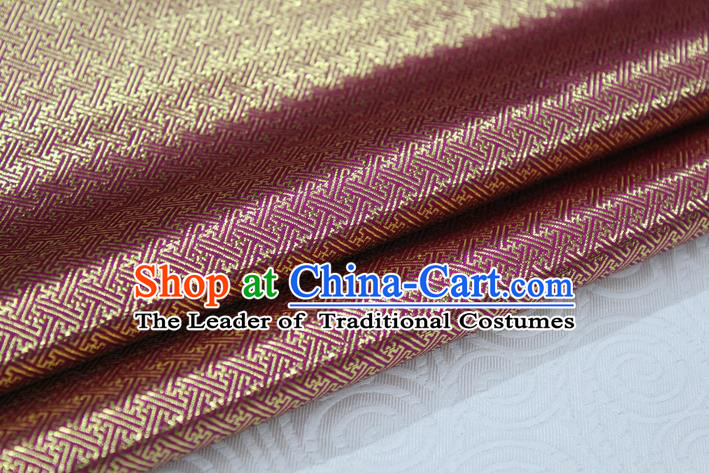 Chinese Traditional Royal Palace Pattern Mongolian Robe Wine Red Brocade Fabric, Chinese Ancient Emperor Costume Drapery Hanfu Tang Suit Material