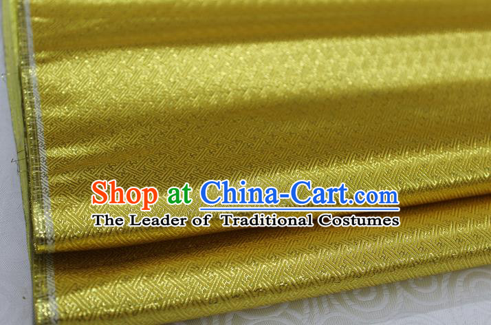 Chinese Traditional Royal Palace Pattern Mongolian Robe Golden Brocade Fabric, Chinese Ancient Emperor Costume Drapery Hanfu Tang Suit Material