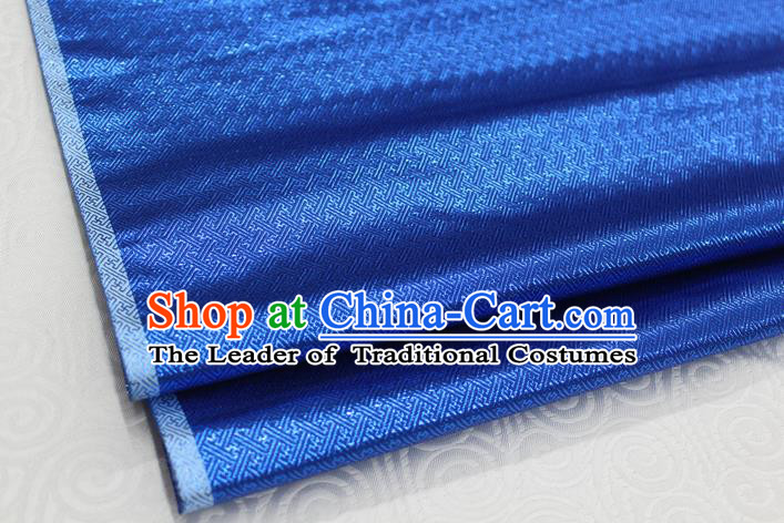 Chinese Traditional Royal Palace Pattern Mongolian Robe Royalblue Brocade Fabric, Chinese Ancient Emperor Costume Drapery Hanfu Tang Suit Material