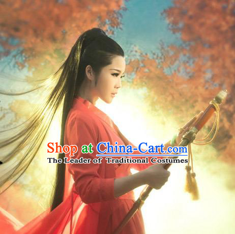 Ancient Chinese Swordsman Red Costumes for Women