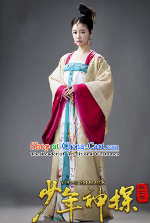 Traditional Ancient Chinese Imperial Consort Costume, Elegant Wu ZetianHanfu Clothing Chinese Tang Dynasty Imperial Emperess Embroidered Clothing for Women