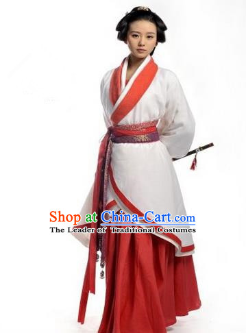 Traditional Ancient Chinese Imperial Consort Costume Set, Elegant Hanfu Swordsman Clothing Chinese Han Dynasty Imperial Queen Tailing Embroidered Clothing for Women