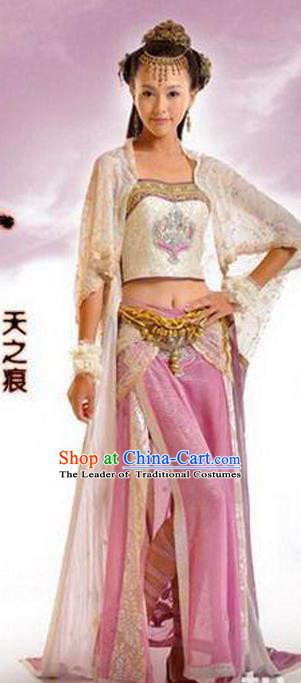 Traditional Ancient Chinese Swordsman Embroidered Pink Costumes for Women