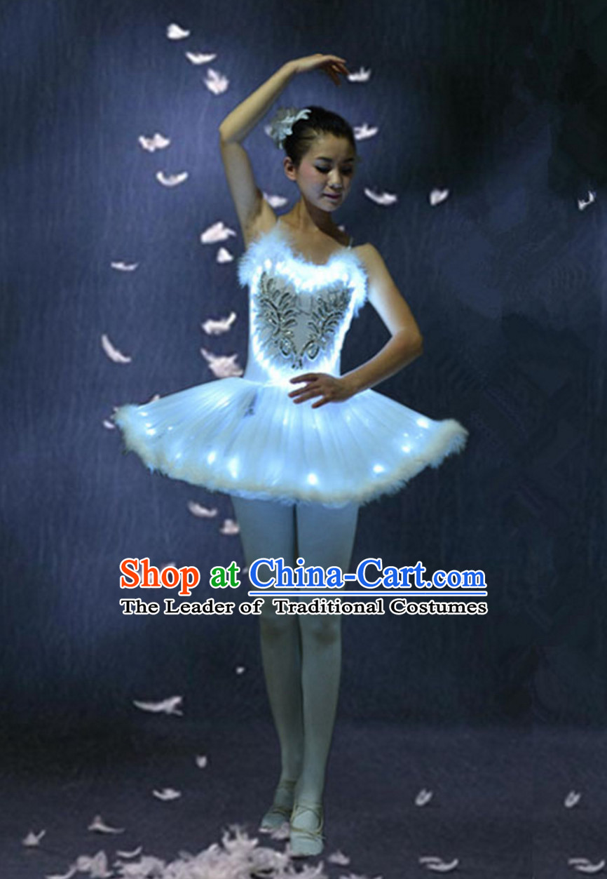 LED Ballet Dance Costumes Professional Dance LED Costumes LED Lights Costume and Headgear Complete Set