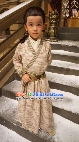 Traditional Ancient Chinese National Minority Nobility Little Childe Costume, Elegant Hanfu Children Dress, Chinese Tang Dynasty Imperial Prince Embroidered Robes for Kids