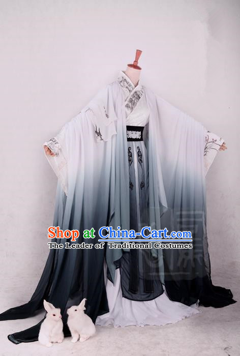 Traditional Asian Chinese Ancient Costume, Elegant Hanfu Dress, Chinese Imperial Prince Ink Painting Clothing, Chinese Cosplay Prince Costumes for Men